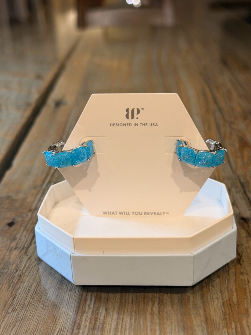 Bomb Party NWOT! Turquoise Druzy Hoop Earrings - Designed in the USA